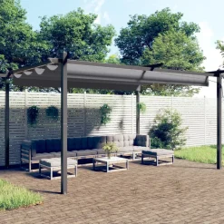 Zadaszenie ogrodowe Antracyt 4 x 3 x 2.2 m Tkanina vidaXL