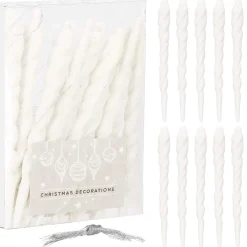 Zawieszka na choinkę sopel 10 szt. 12 cm biały