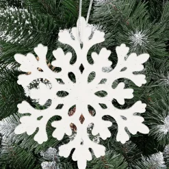 Zawieszki świateczne 8 szt. śnieżynki brokatowe 8 cm białe