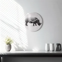 Zegar ścienny dekoracyjny cichy Nosorożec line art fi30