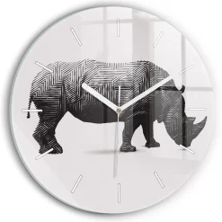 Zegar ścienny dekoracyjny cichy Nosorożec line art fi30