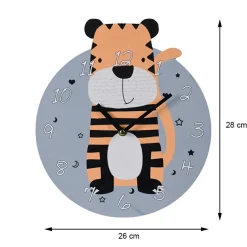Zegar ścienny okrągły Tygrys dla dziecka 26 cm