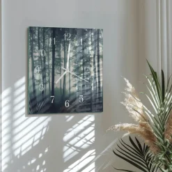 Zegar ścienny 30x30 Las mglisty dekoracyjny do salonu