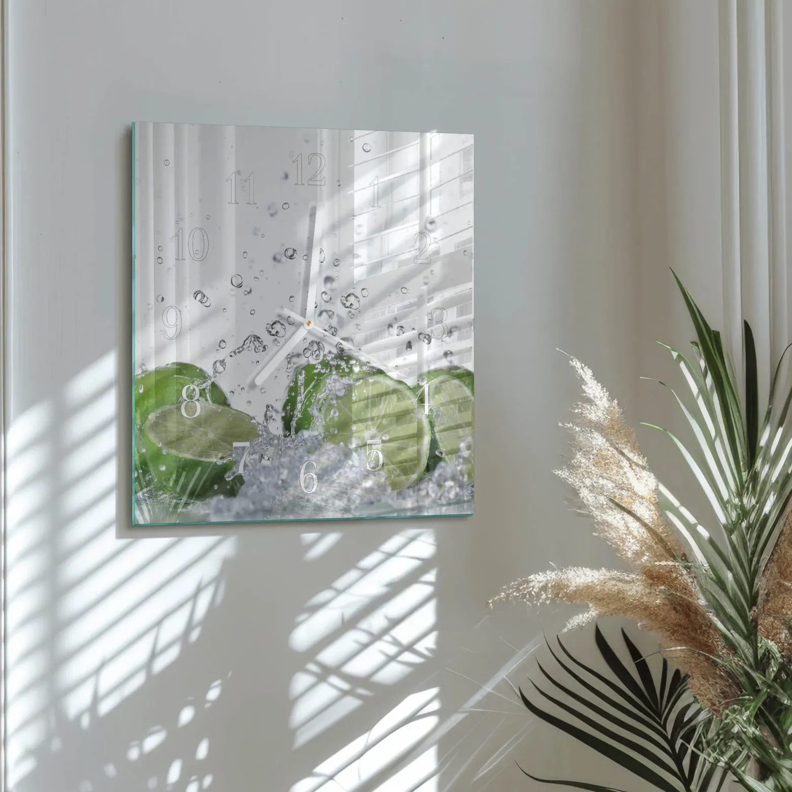 Zegar foto 30x30 Limonki nowoczesny na ścianę