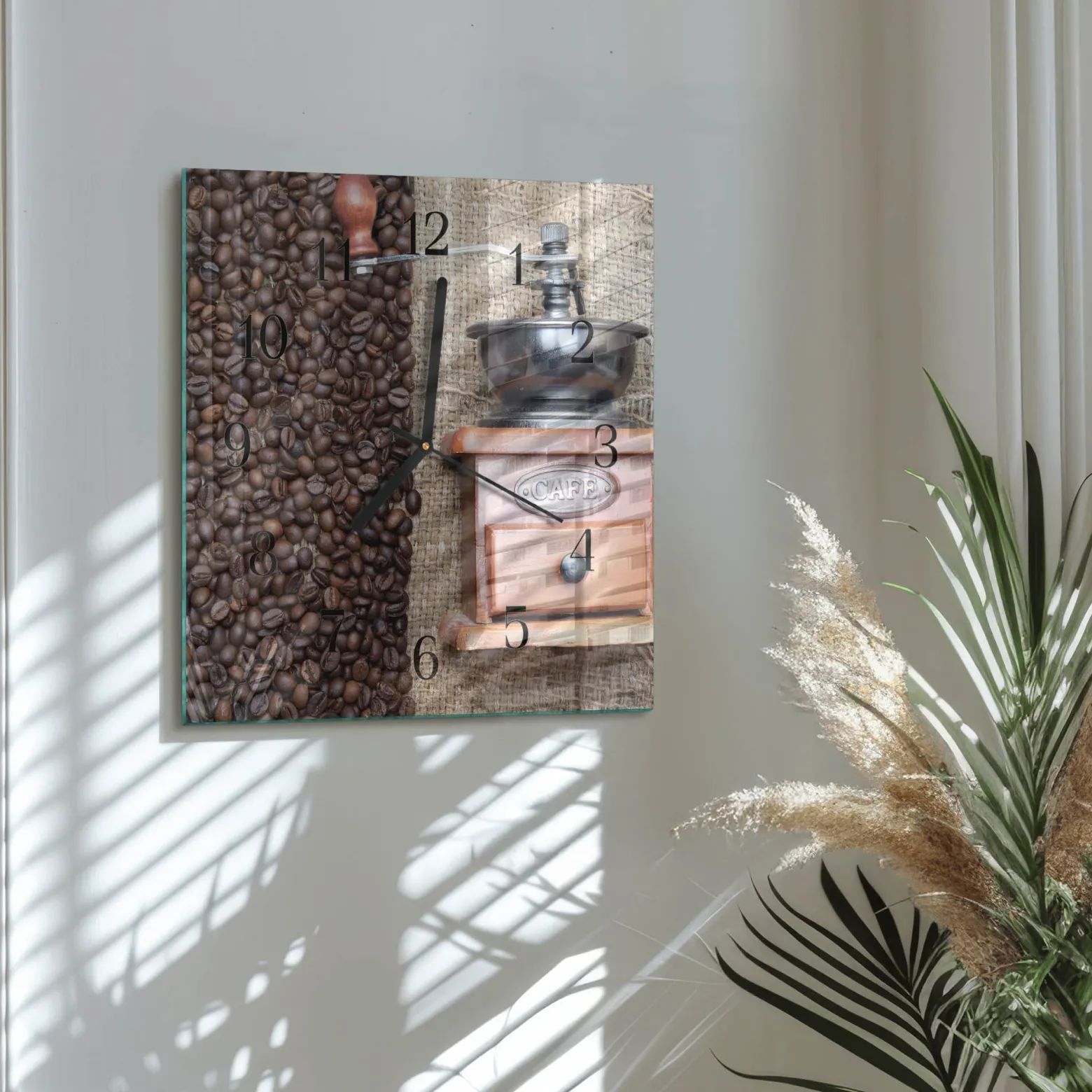 Zegar foto 30x30 Młynek do Kawy nowoczesny do salonu