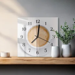 Zegar kawiarnia 30x30 Filiżanka Kawy espresso napój ziarna brąz
