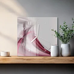 Zegar kuchenny 30x30 Abstrakcyjne Linie szklany ścienny