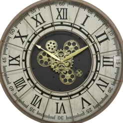 Zegar na ścianę Stella brązowy 57 cm okrągły vintage dekoracyjny