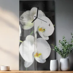 Zegar na ścianę 30x60 Orchidea szklany ścienny