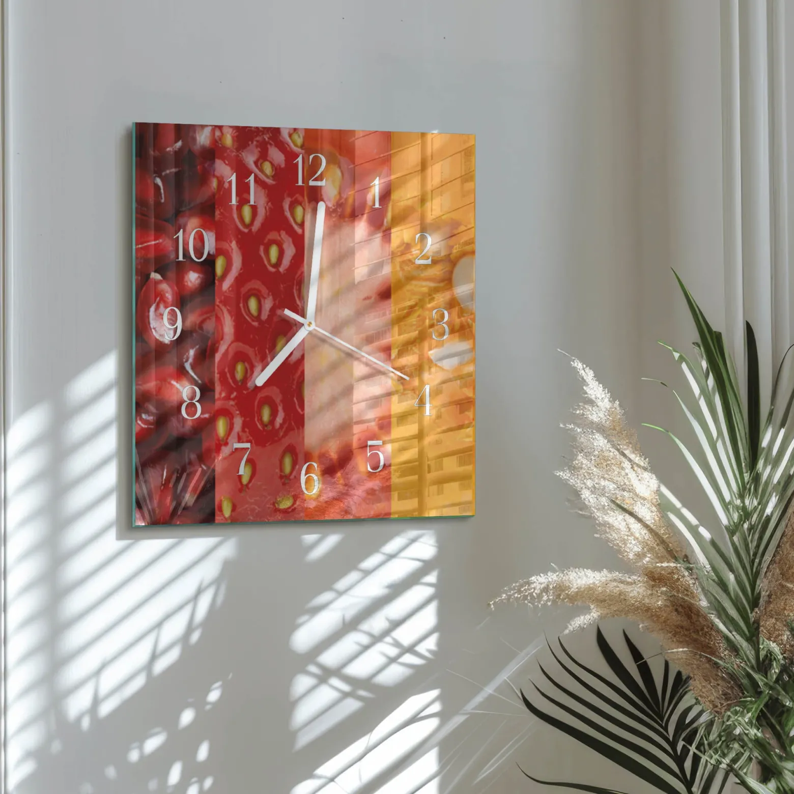 Zegar na szkle 30x30 Owoc dekoracyjny do salonu