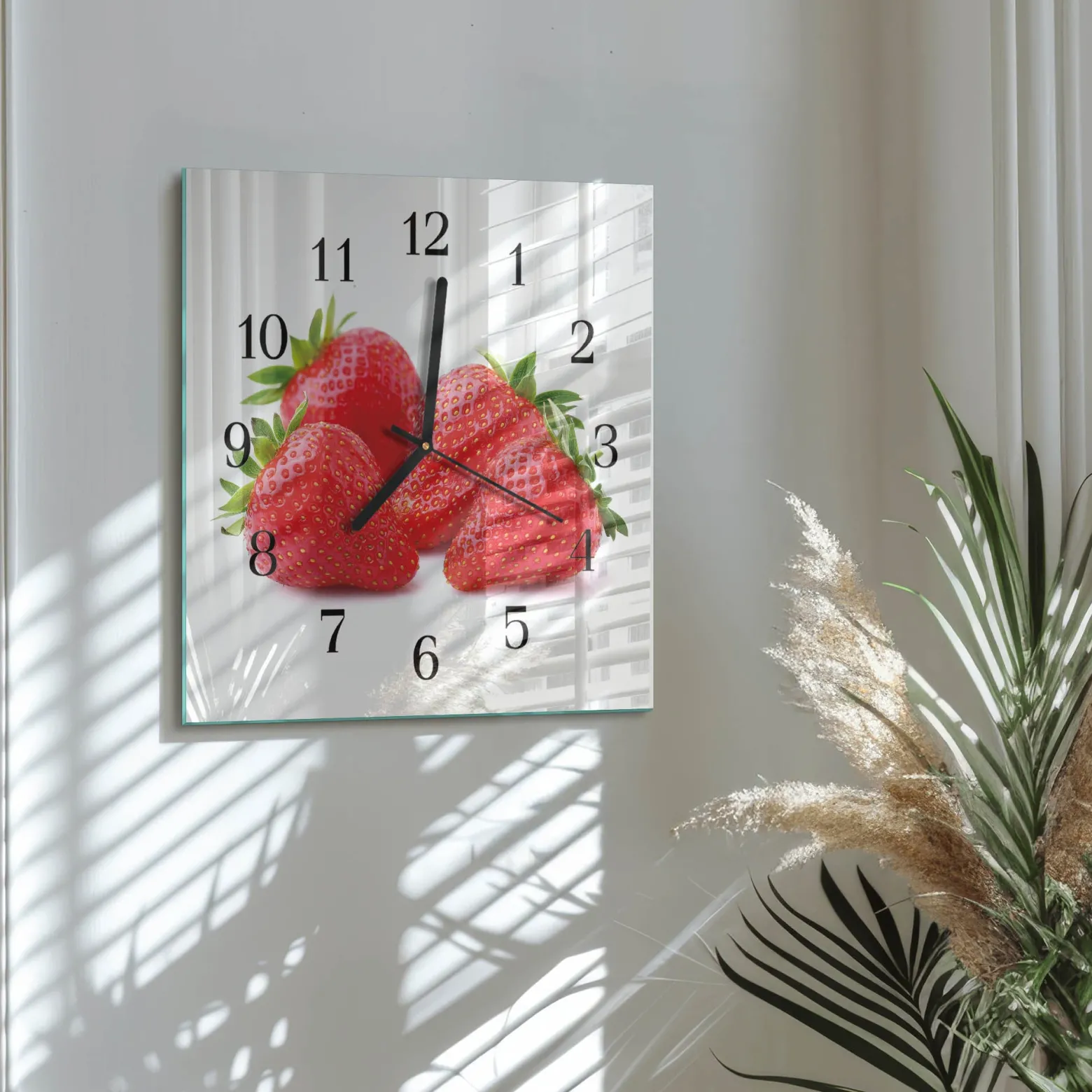 Zegar ozdobny 30x30 Truskawki design na ścianę