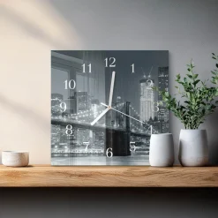 Zegar rzeka 30x30 Most Horyzontalny architektura miasto woda