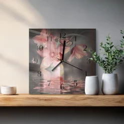 Zegar z grafiką 30x30 Orchidea nowoczesny na ścianę