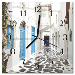 Zegar z grafiką 30x30 Santorini ozdobny ścienny