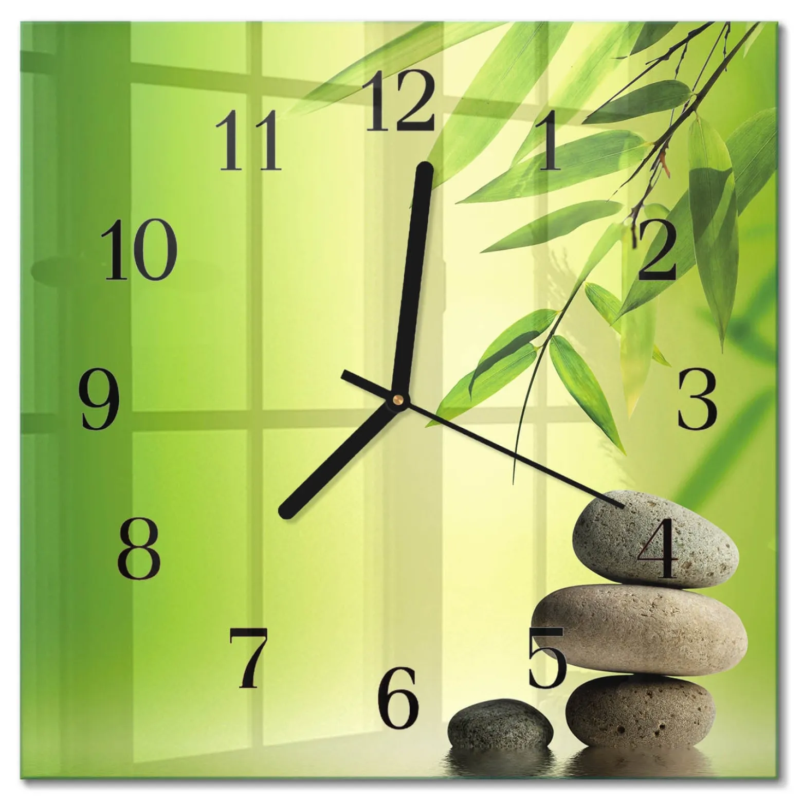 Zegar bambusy 30x30 Kamienie Bambusowe zen spa natura woda cichy