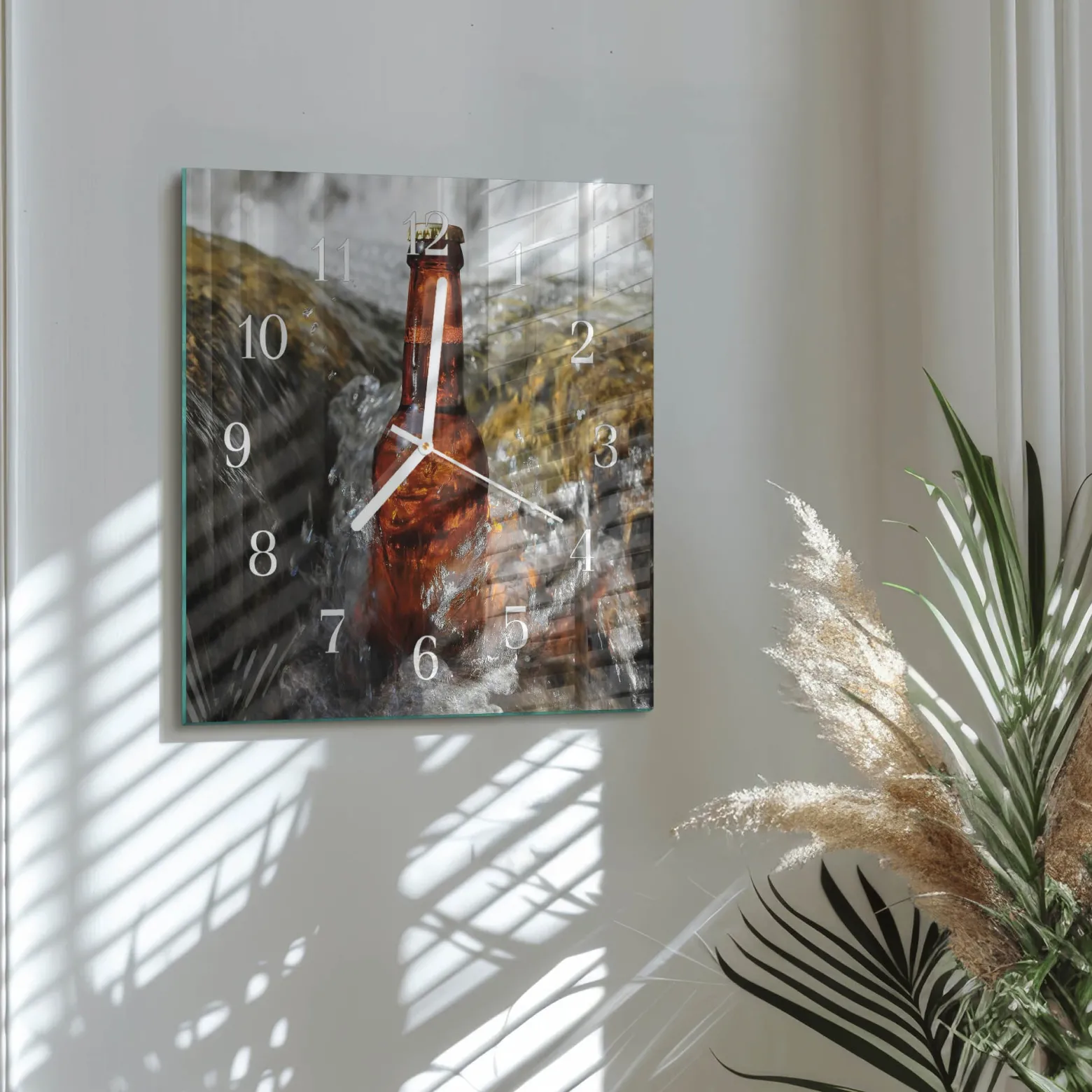 Zegar brzozy 30x30 Piwo kufel pianka pub bar napój chmiel szklany