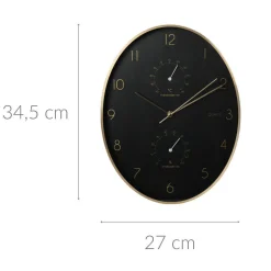 Zegar ścienny Alu z termometrem i higrometrem