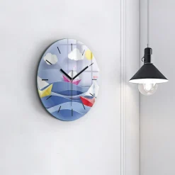 Zegar ścienny dekoracyjny cichy Origami kolorowe żaglówki