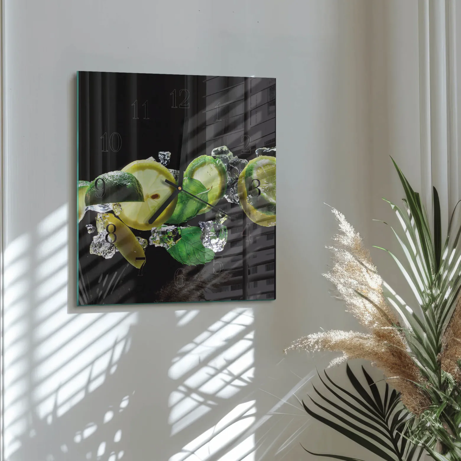 Zegar ścienny 30x30 Cytryna i Limonka nowoczesny do salonu