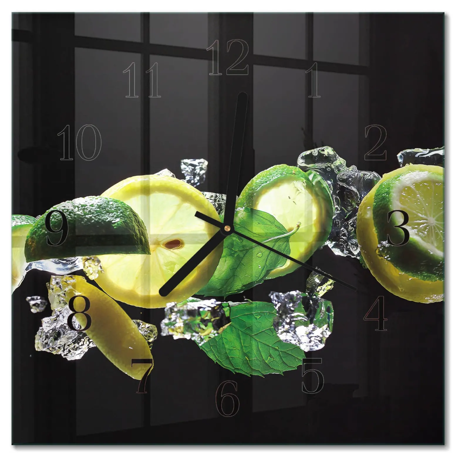 Zegar ścienny 30x30 Cytryna i Limonka nowoczesny do salonu