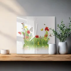 Zegar ścienny 30x30 Łąka nowoczesny do salonu