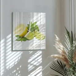 Zegar ścienny 30x30 Mięta Cytrynowa nowoczesny do salonu