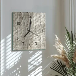 Zegar ścienny 30x30 Mozaika drewniana design na ścianę
