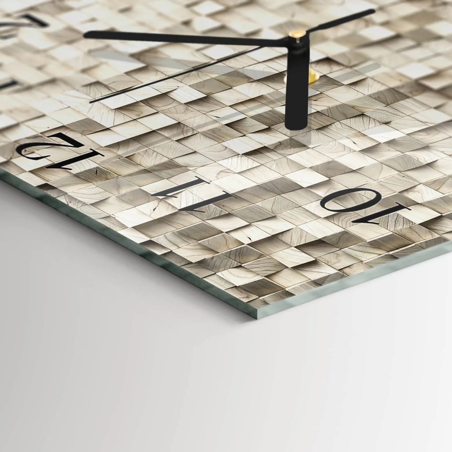 Zegar ścienny 30x30 Mozaika drewniana design na ścianę