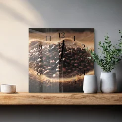 Zegar ścienny 30x30 Ziarna Kawy design na ścianę