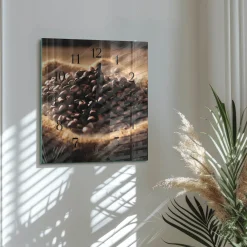 Zegar ścienny 30x30 Ziarna Kawy design na ścianę