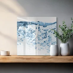 Zegar do salonu 30x30 Woda dekoracyjny na ścianę