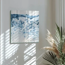 Zegar do salonu 30x30 Woda dekoracyjny na ścianę