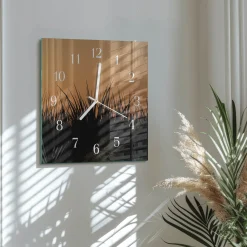 Zegar ekologia 30x30 Trawa zielona natura cichy mechanizm ścienny
