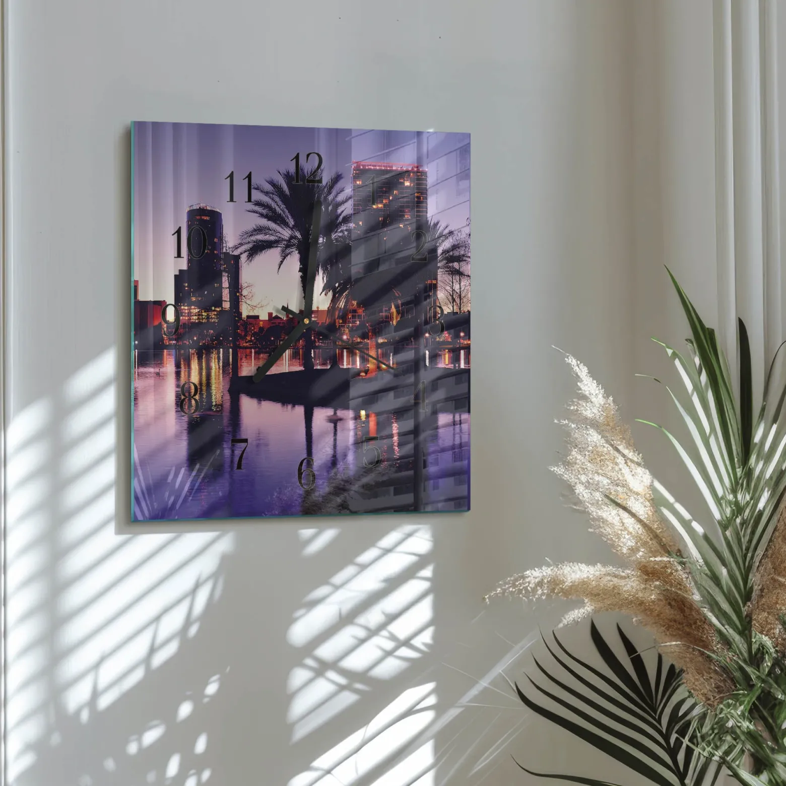 Zegar Floryda 30x30 Palmy Florydy plaża ocean palma słońce lato