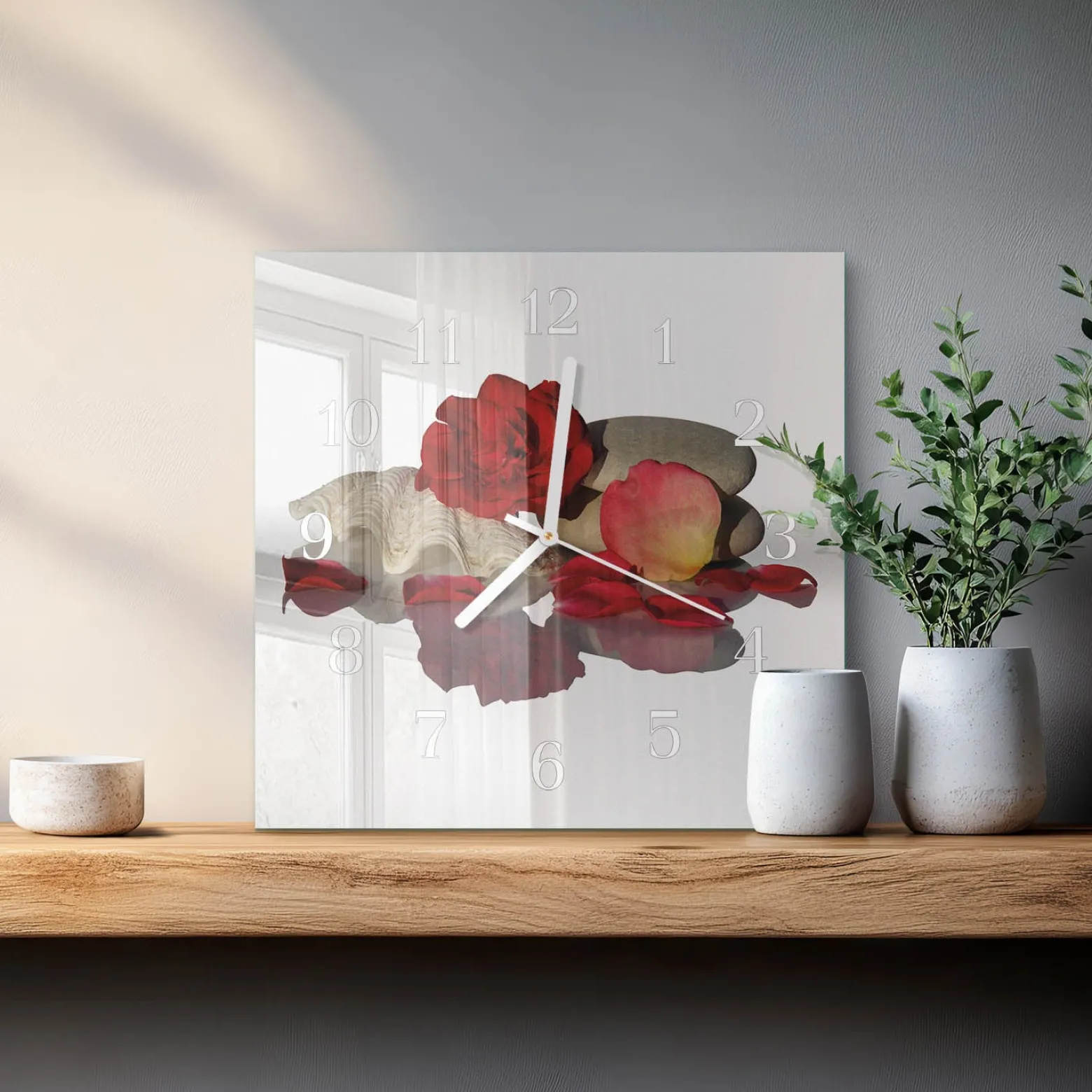 Zegar kanał 30x30 Miska Różana kwiaty vintage romantyk ścienny