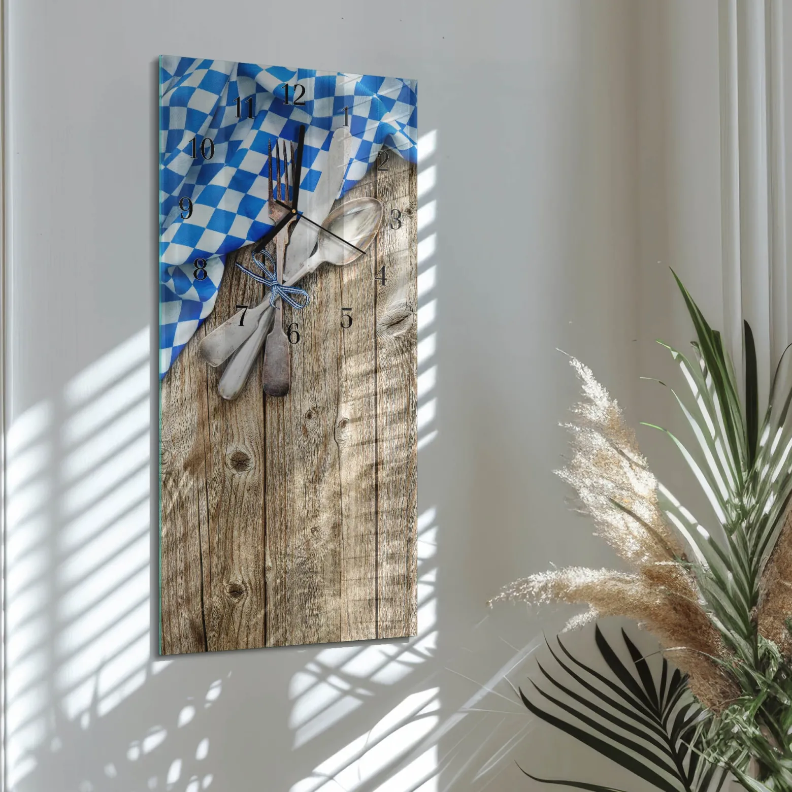 Zegar kuchenny 30x60 Bawarska Tablica Drewniana szklany ścienny