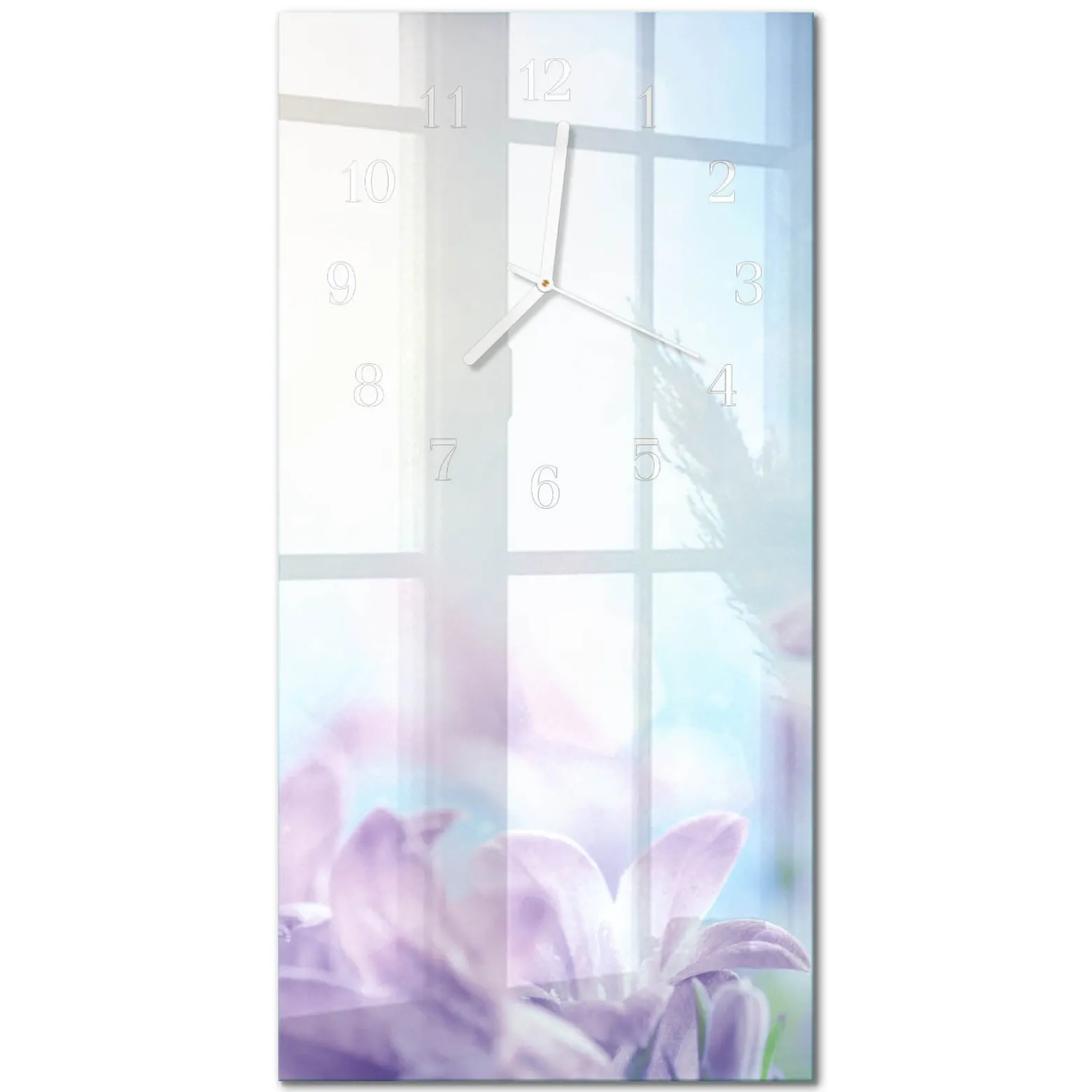 Zegar loft 30x60 Fioletowy szklany ścienny