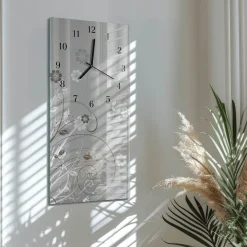 Zegar loft 30x60 Kwiaty nowoczesny na ścianę