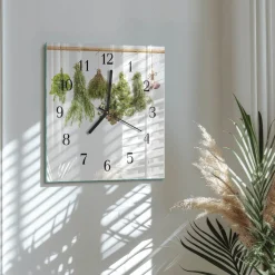 Zegar loft 30x30 Zioła ozdobny ścienny