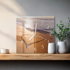 Zegar miłość 30x30 Serce Plaży piasek morze wakacje wyspa serce
