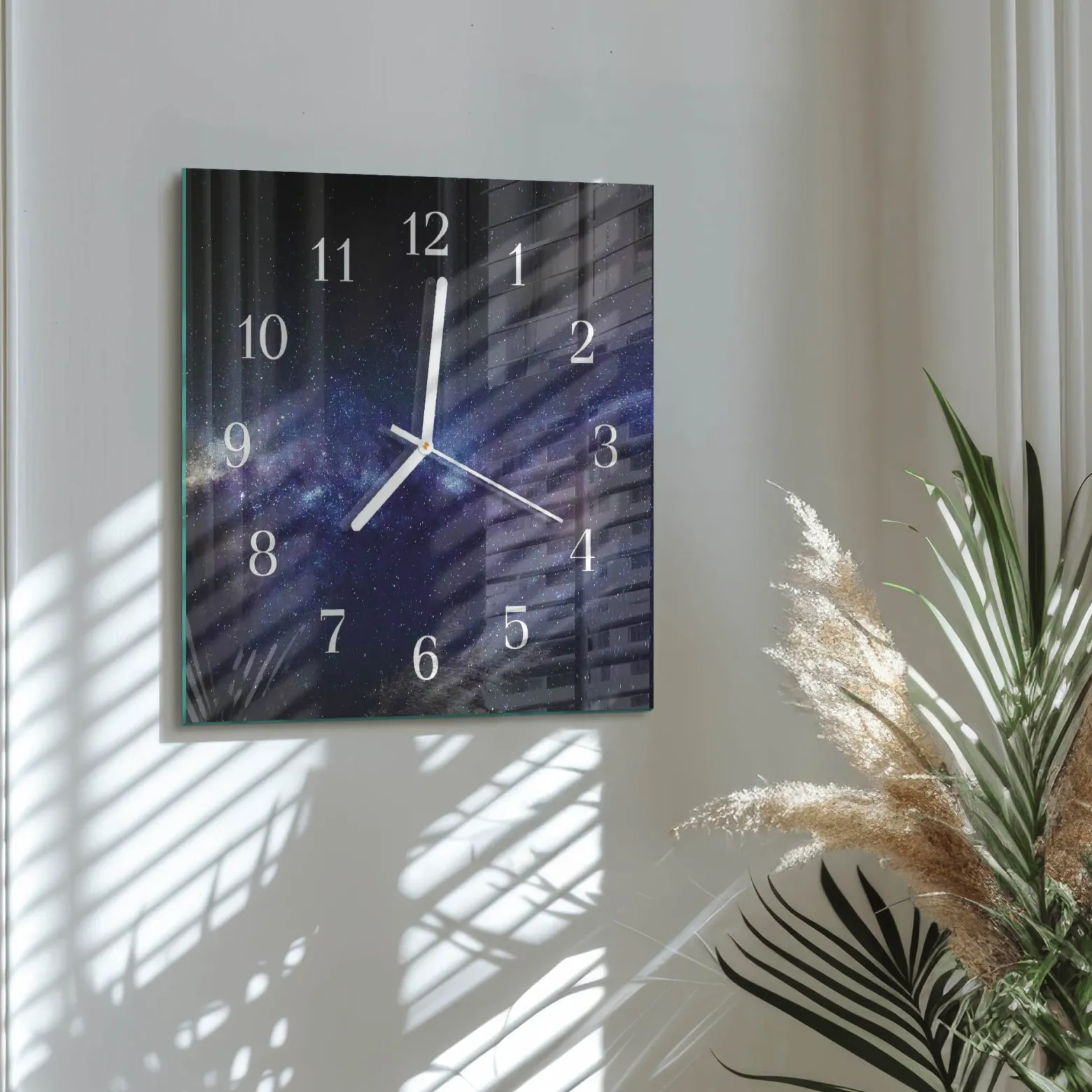 Zegar na ścianę 30x30 Galaktyka nowoczesny na ścianę