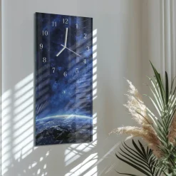 Zegar na ścianę 30x60 Weltall szklany ścienny