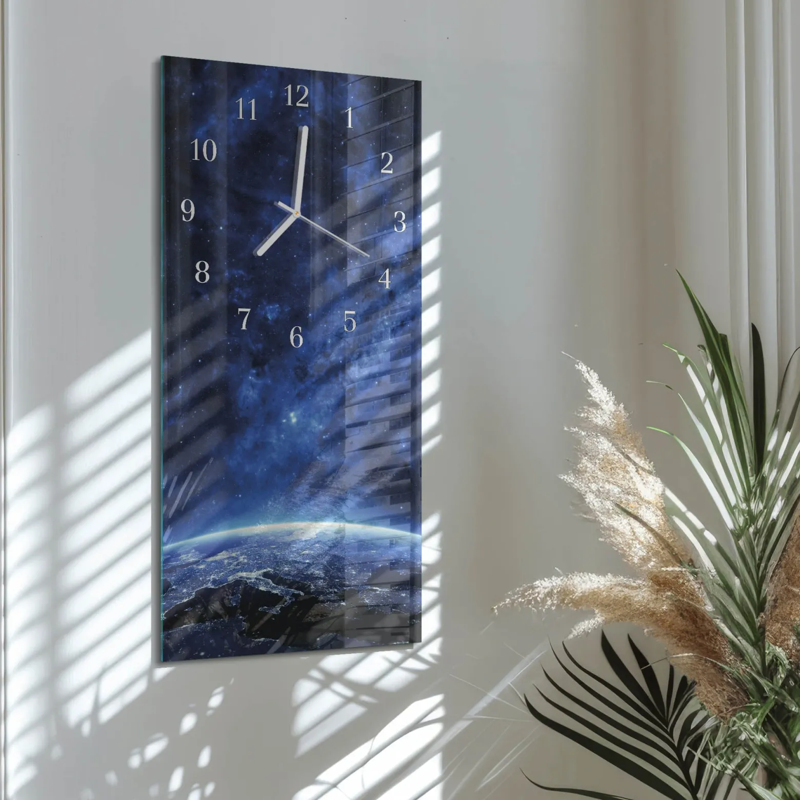 Zegar na ścianę 30x60 Weltall szklany ścienny