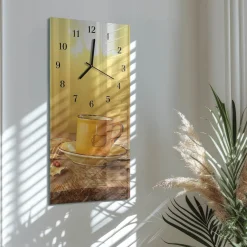 Zegar na szkle 30x60 Filiżanka dekoracyjny na ścianę