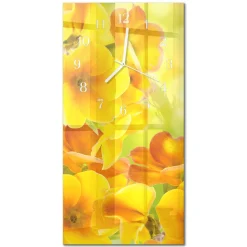 Zegar na szkle 30x60 Kwiaty zegar ścienny