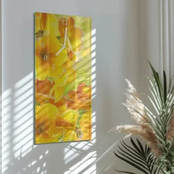 Zegar na szkle 30x60 Kwiaty zegar ścienny