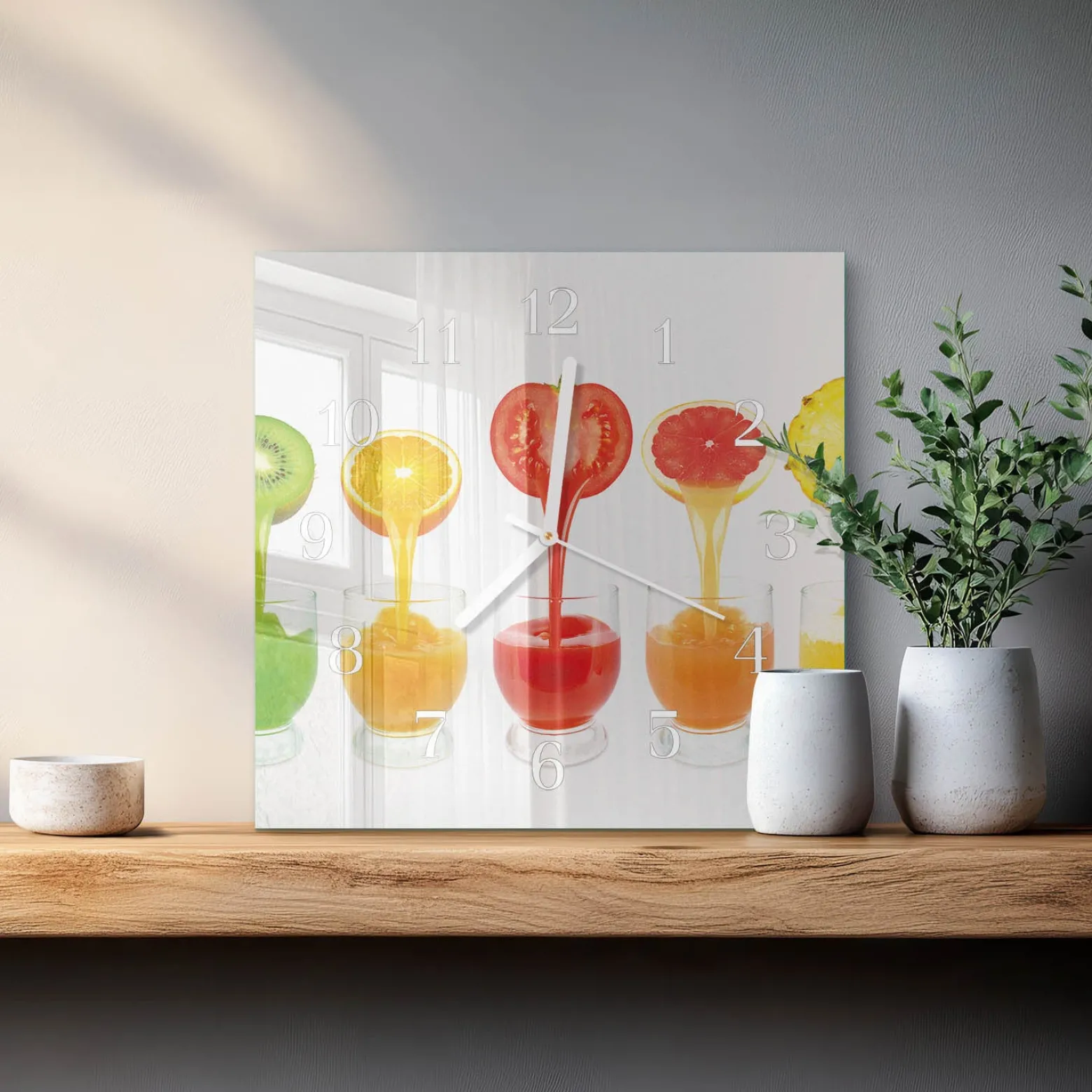 Zegar na szkle 30x30 Sok szklany ścienny