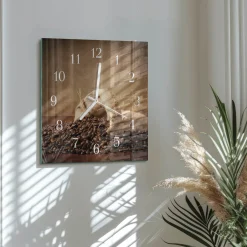 Zegar natura 30x30 Kawa nowoczesny do salonu