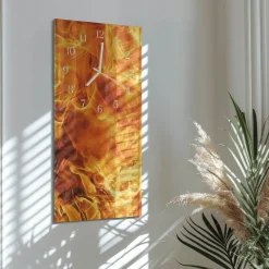 Zegar natura 30x60 Ogień design na ścianę