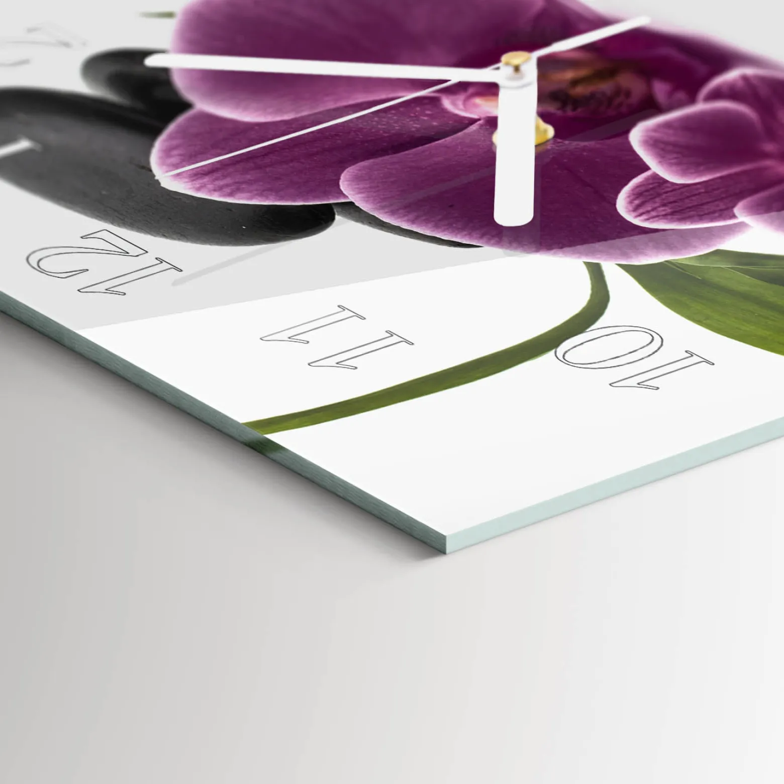 Zegar natura 30x30 Orchidea nowoczesny do salonu